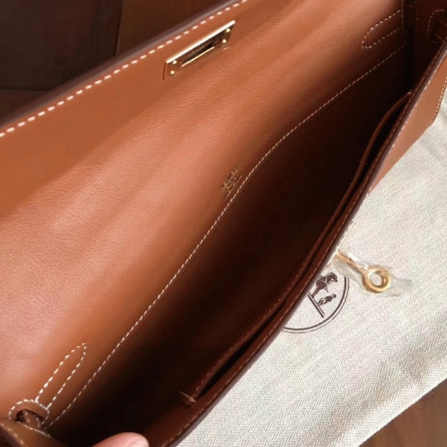 Gold Swift Knockoff Hermes Kelly Cut Clutch Sophisticated Clutch