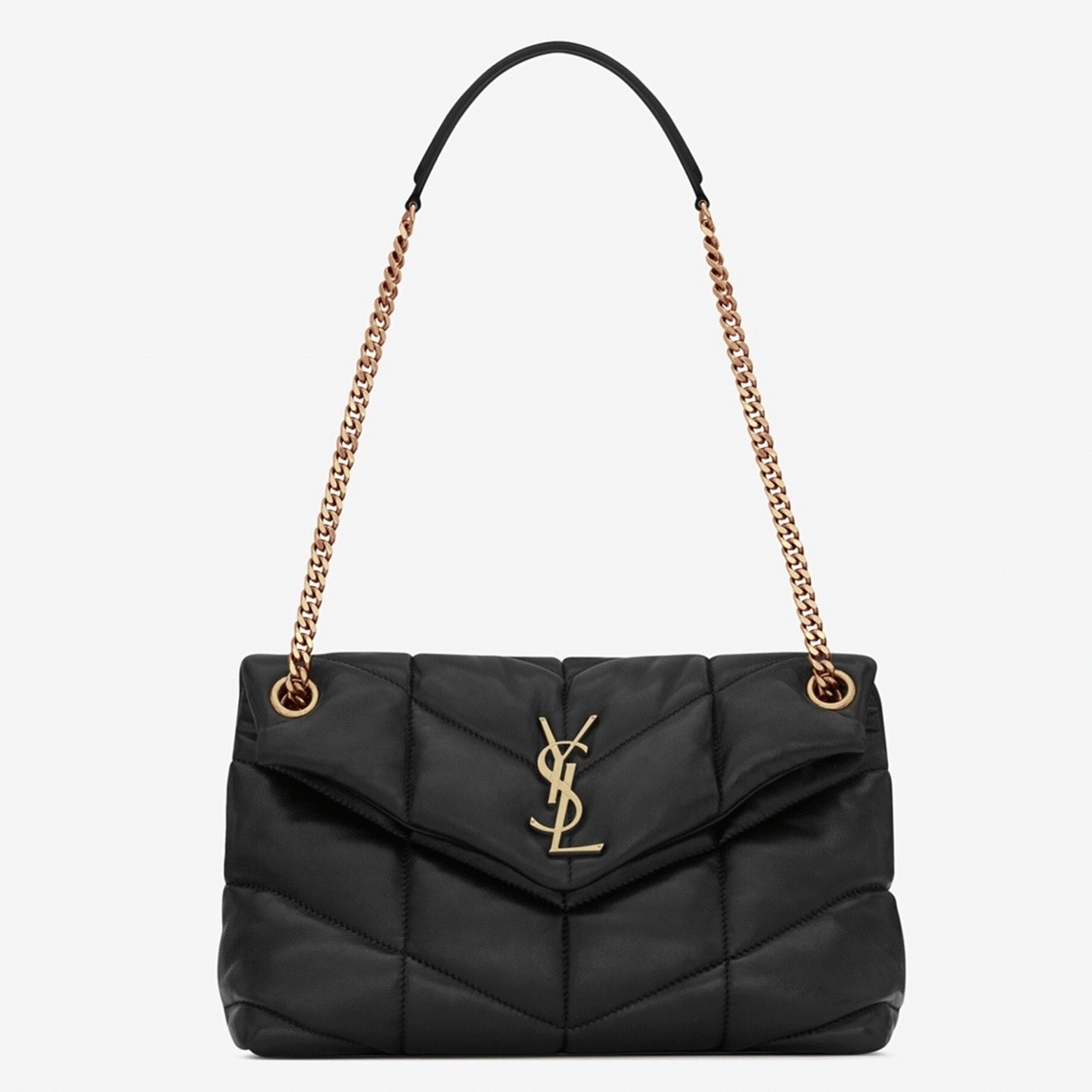 Replica Saint Laurent Puffer Small Chain Bag Black Lambskin