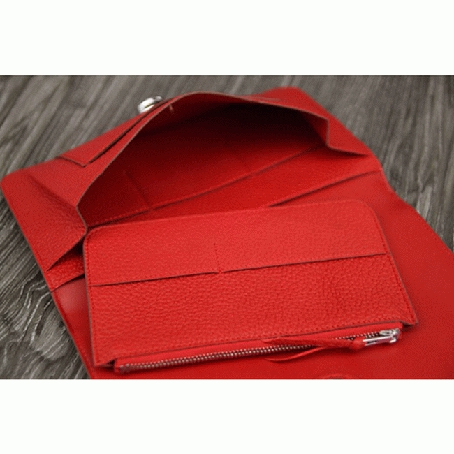 Red AAA replica Hermes Dogon combine wallet