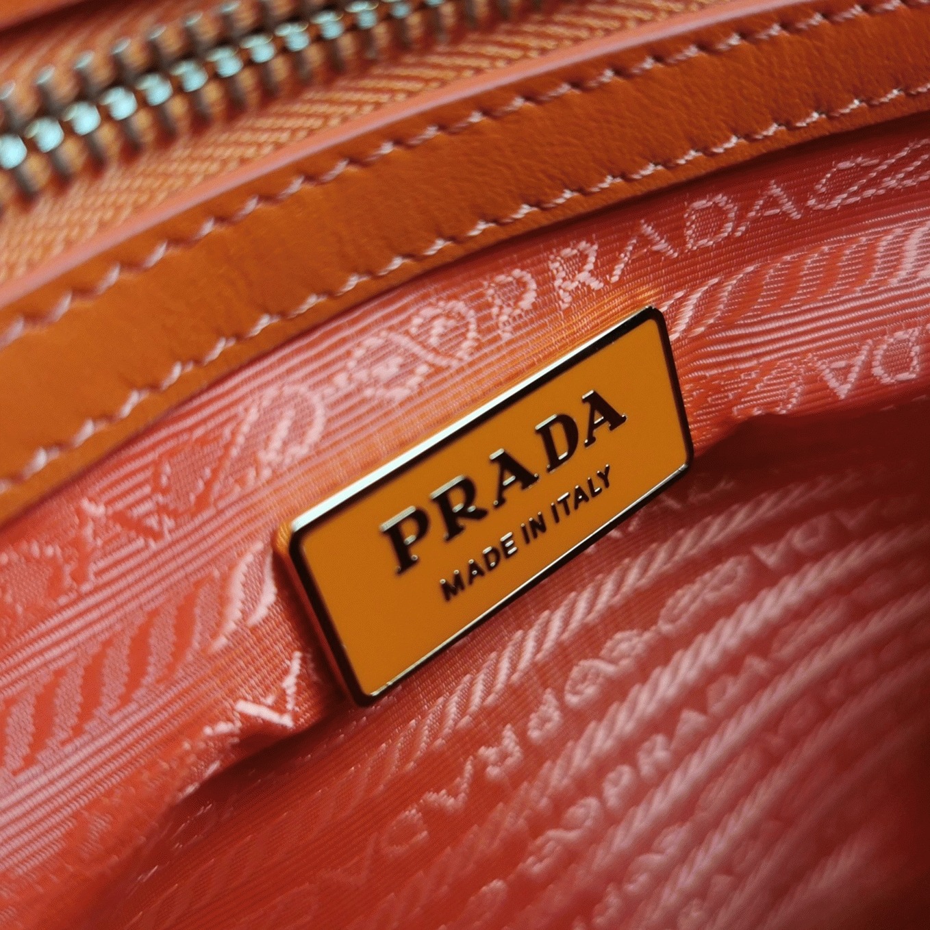 Prada Symbole Large Bag Imitation in Orange/White Jacquard Fabric