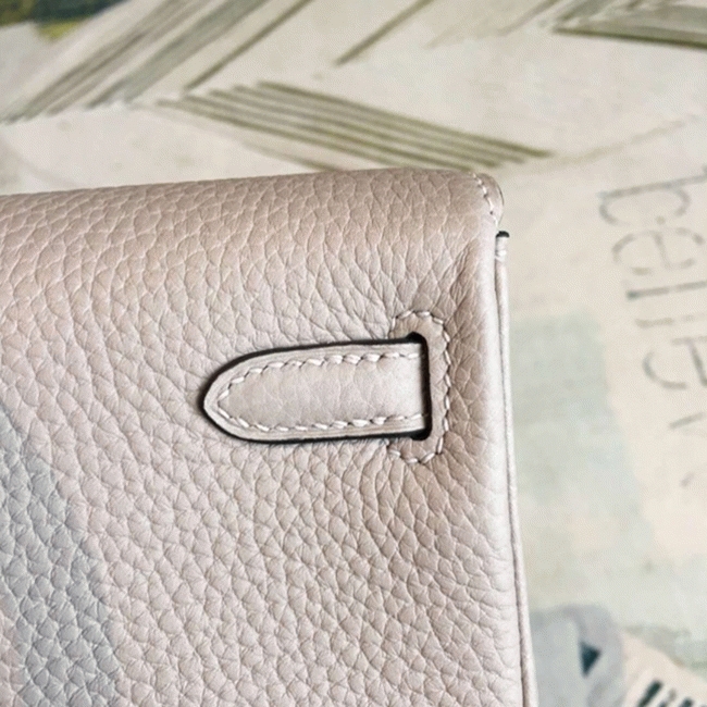 Gris Asphalt Clemence Replica High Quality Hermes Kelly Ado PM Bag