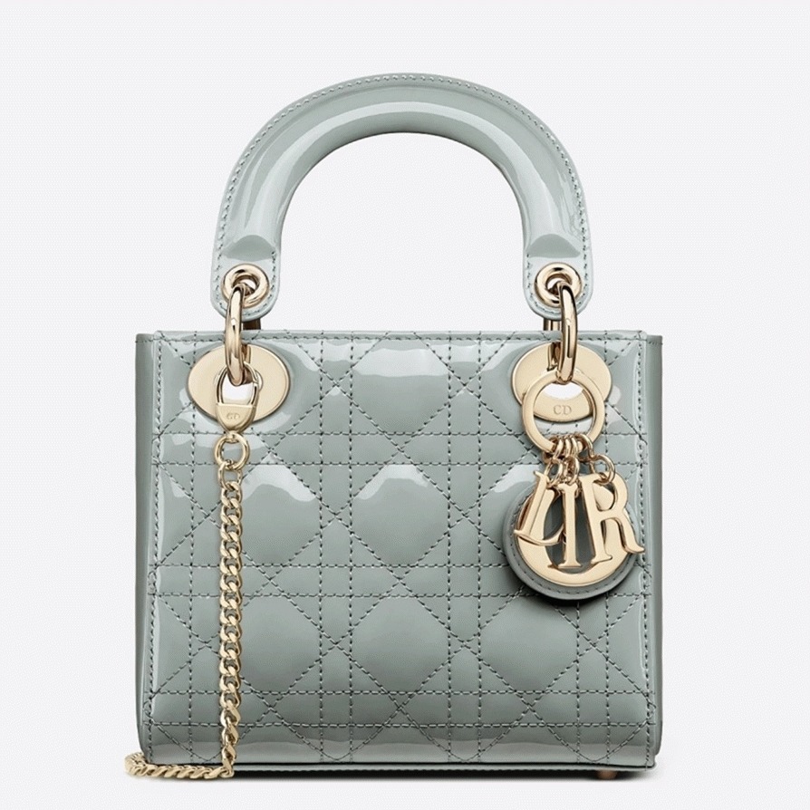 Dior Lady Dior Mini Chain Bag Replica with Chain in Grey