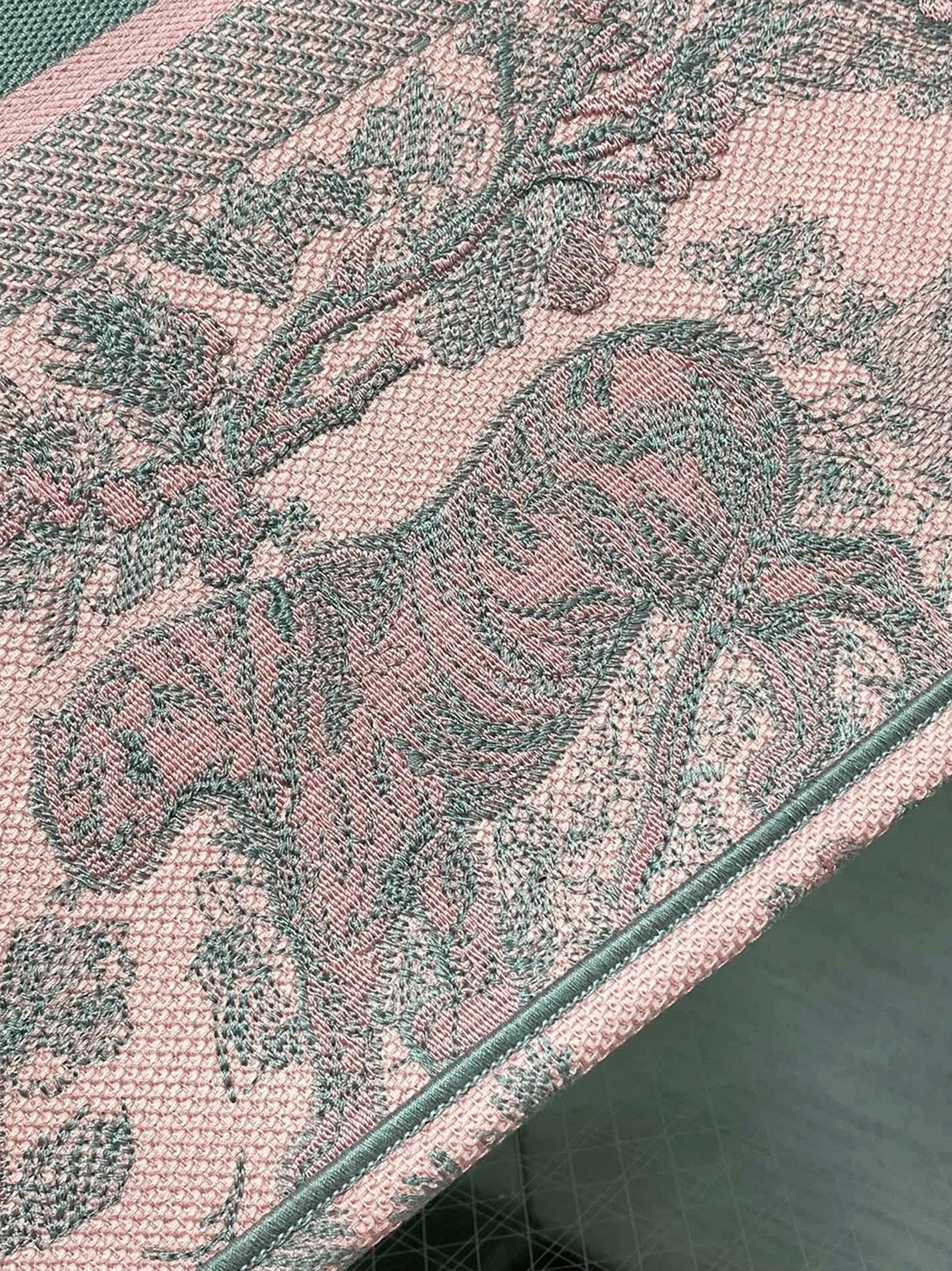 Dior Large Book Tote Bag Fake in Pink and Gray Toile de Jouy Sauvage Embroidery