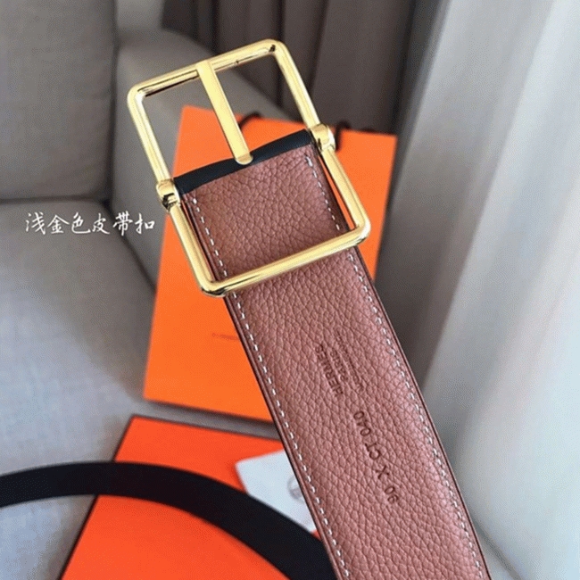 Replica Hermes reversible saddle style belt in brown