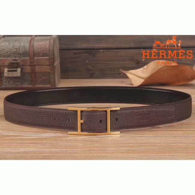 Replica Hermes Quentin chocolate reversible belt