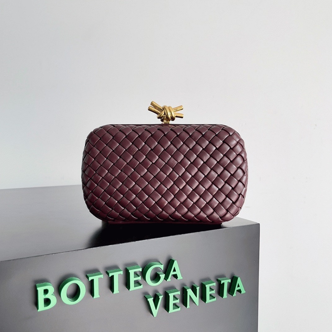 Fake Bottega Veneta Knot Minaudiere Clutch Bordeaux