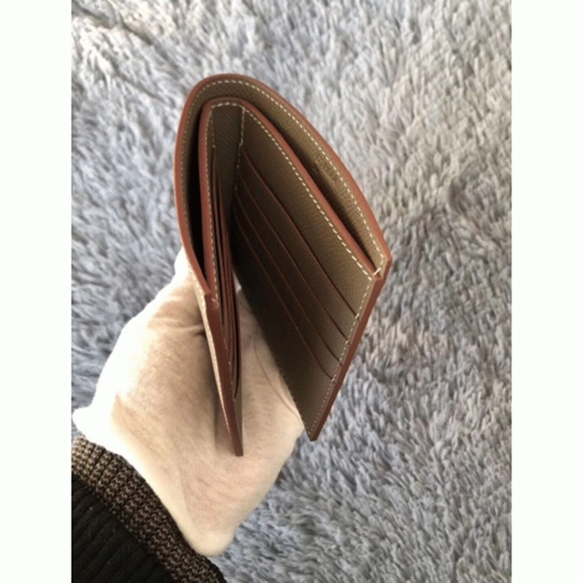 Taupe best replica Hermes Copernic compact wallet