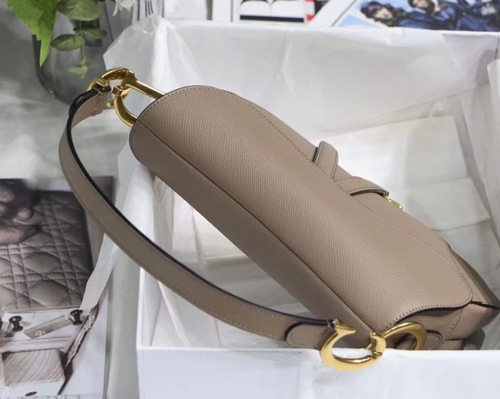 Dior Saddle Bag Fake in Warm Taupe Grained Calfskin