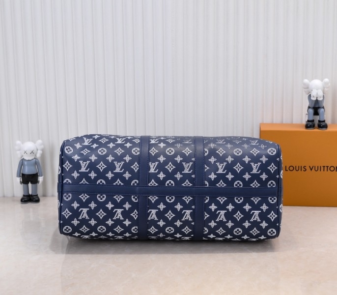 LV Monogram Shadow Keepall Bandouliere 50 In Navy Blue
