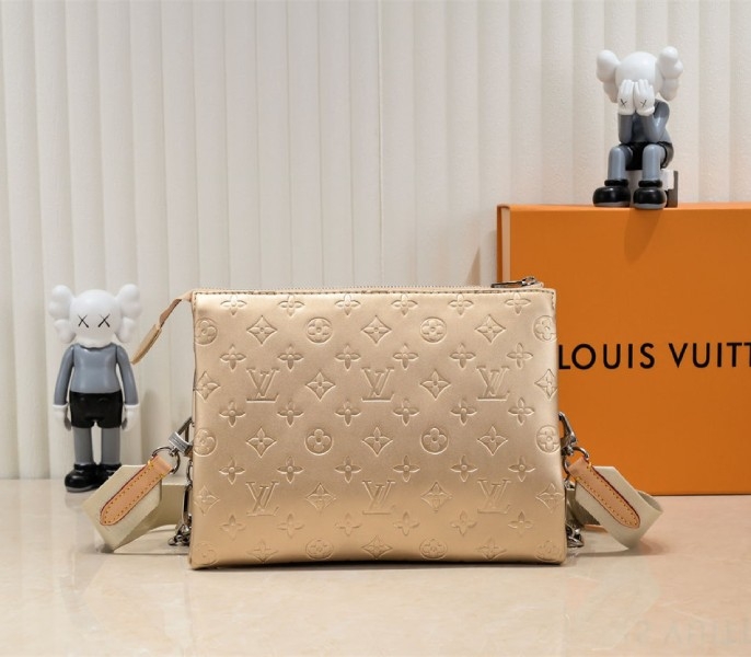 Louis Vuitton Coussin PM Bag In Light Gold With Jacquard Strap