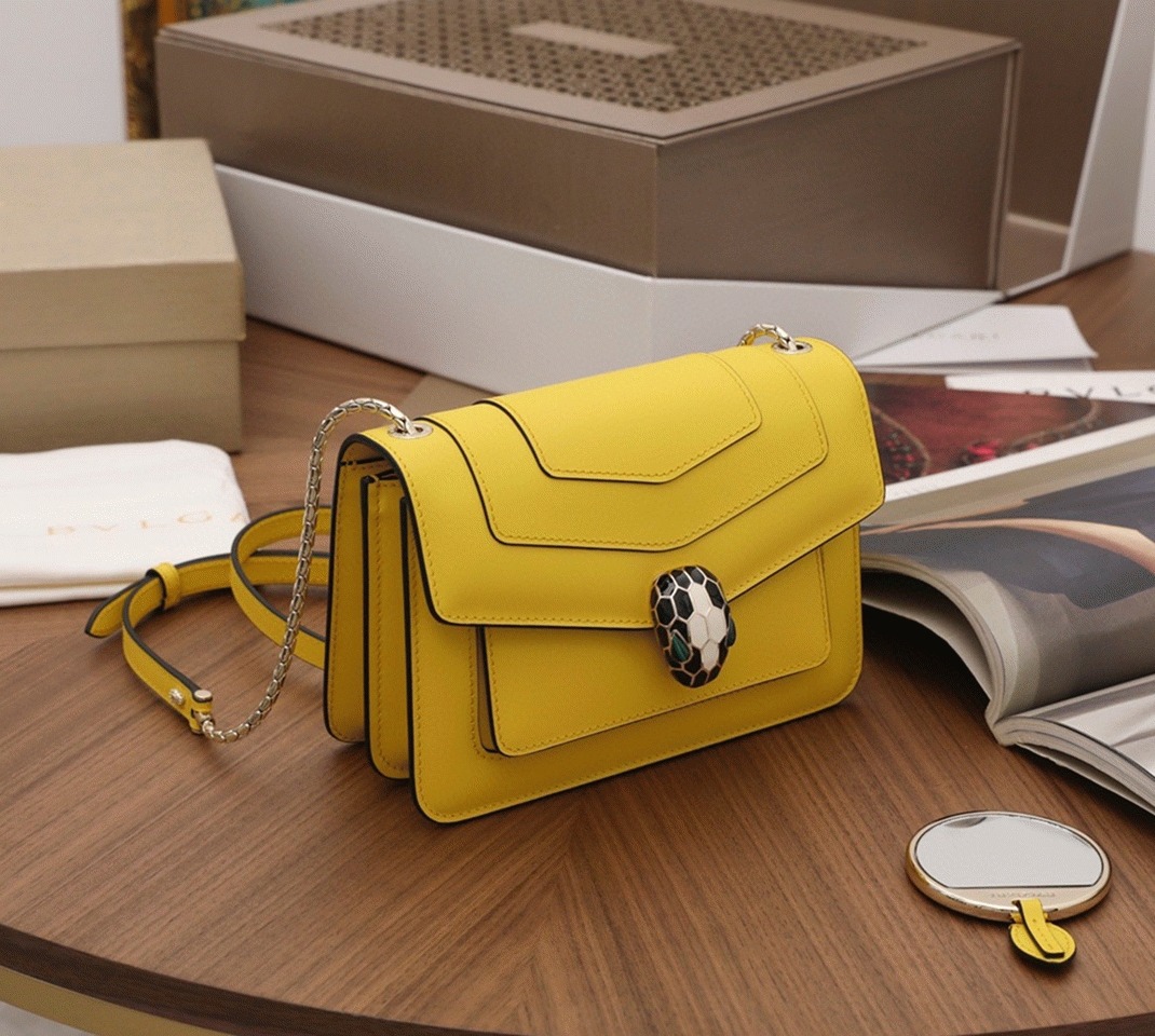Replica Bvlgari Serpenti Forever Small Crossbody Bag Yellow Calfskin