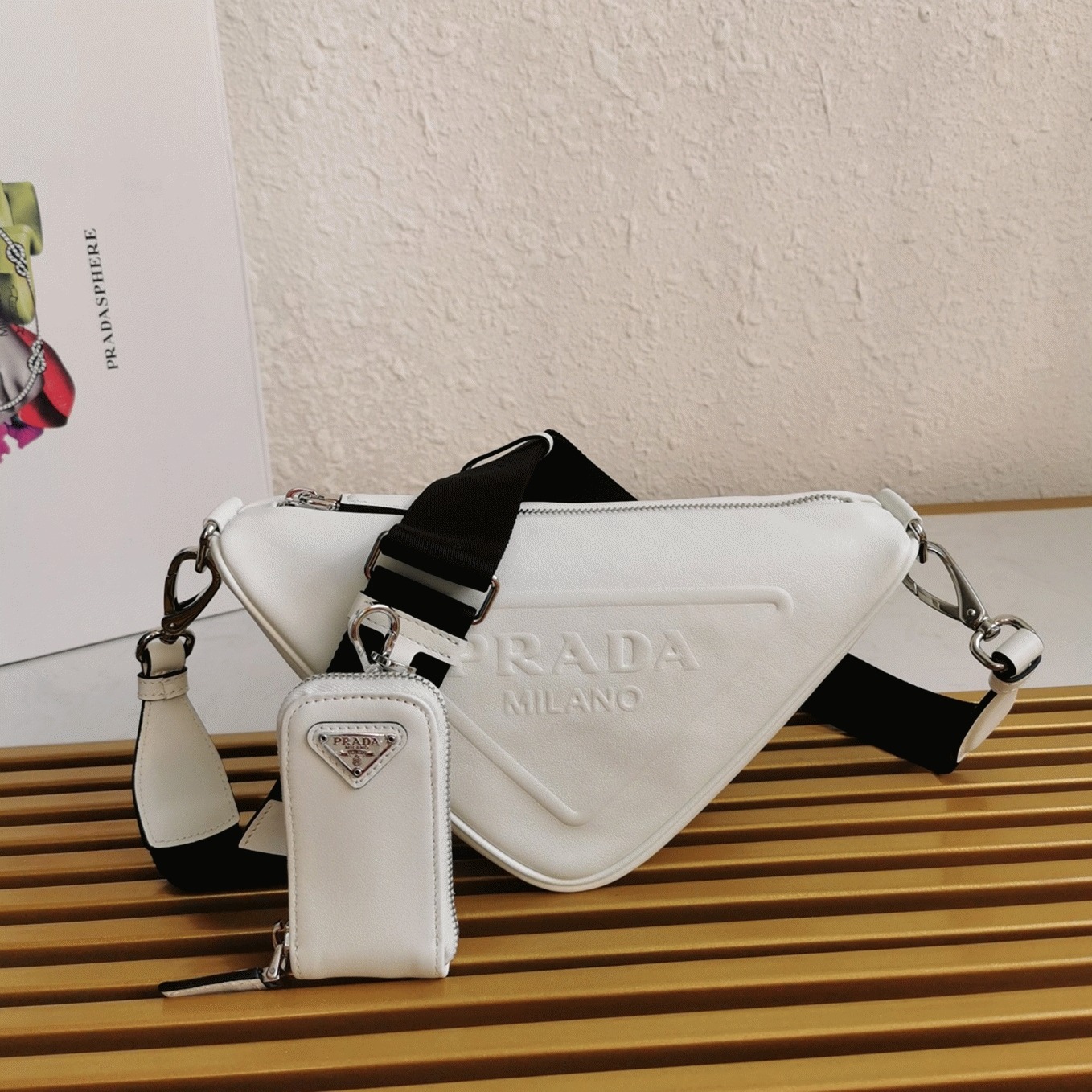 Prada Triangle Shoulder Bag Fake in White