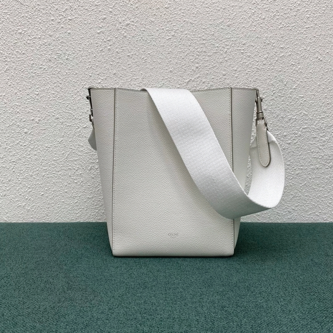 Top Quality Fake Celine Sangle Small Bucket Bag In White Calfskin