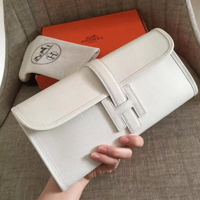 White fake Hermes Jige Elan clutch bag
