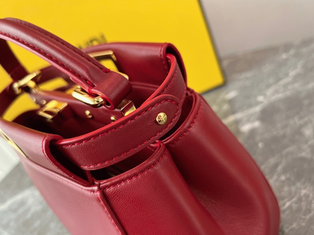 Top Quality Knockoff Fendi Peekaboo Mini Bag In Red Nappa Leather