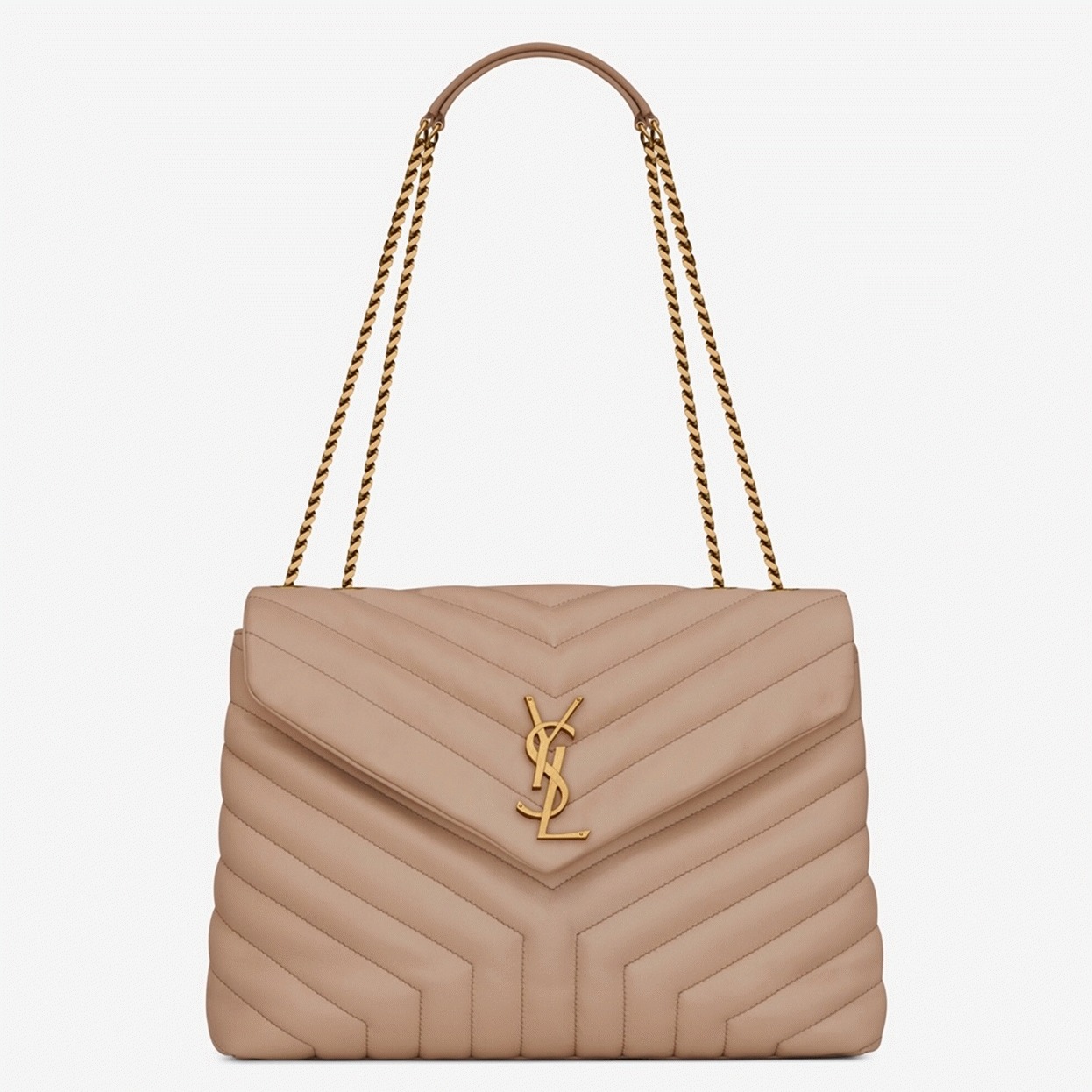 Fake Saint Laurent LouLou Medium Chain Bag Beige