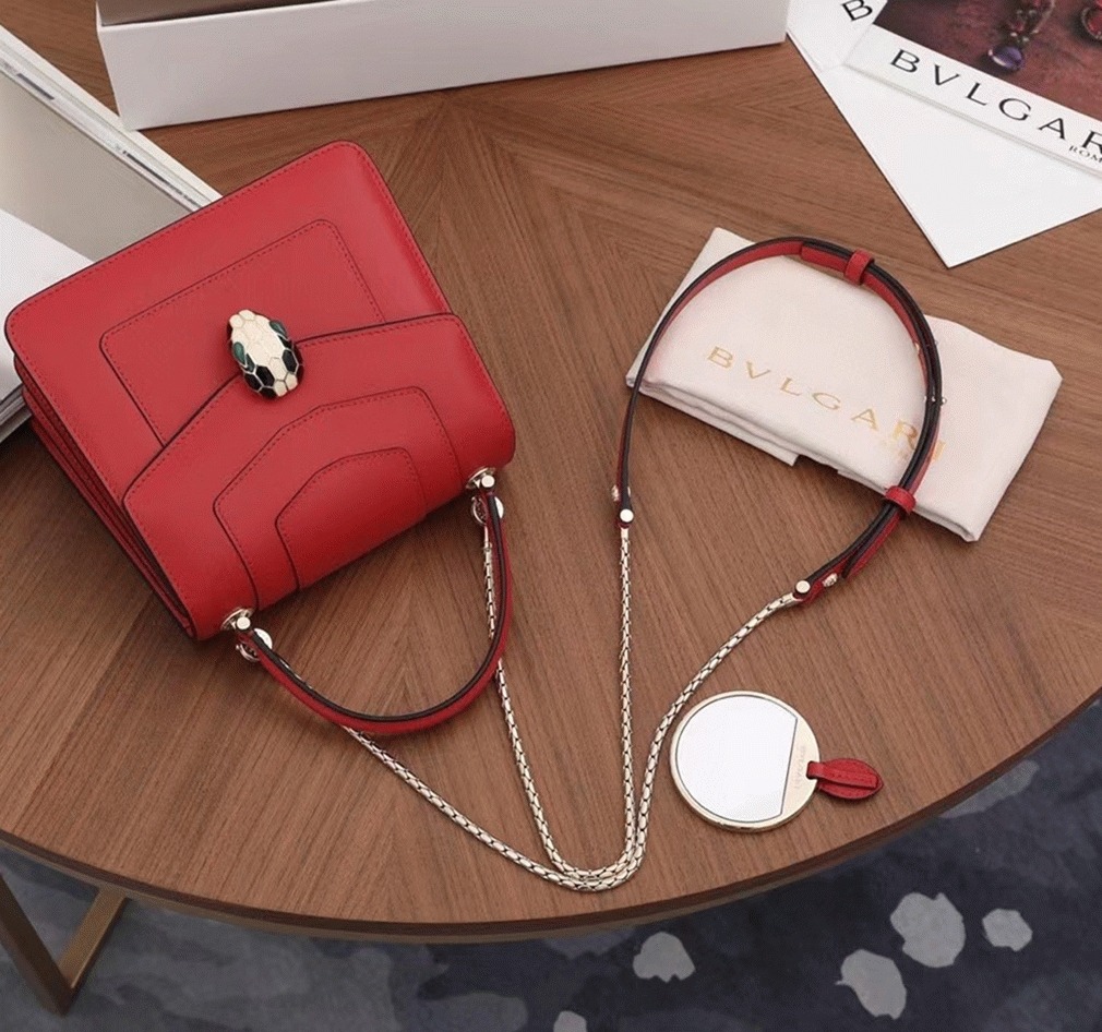 Fake Bvlgari Serpenti Forever Small Bag Red Calfskin