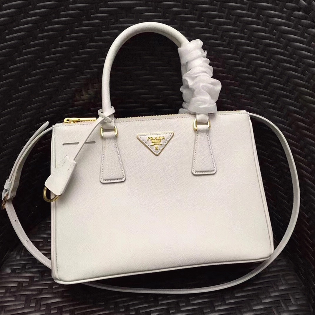 White Prada Galleria Medium Bag Replica
