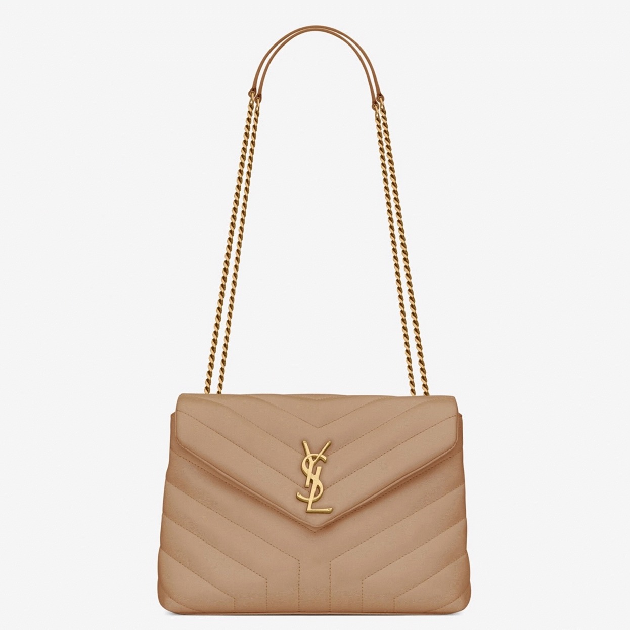 Fake Saint Laurent LouLou Small Chain Bag Beige