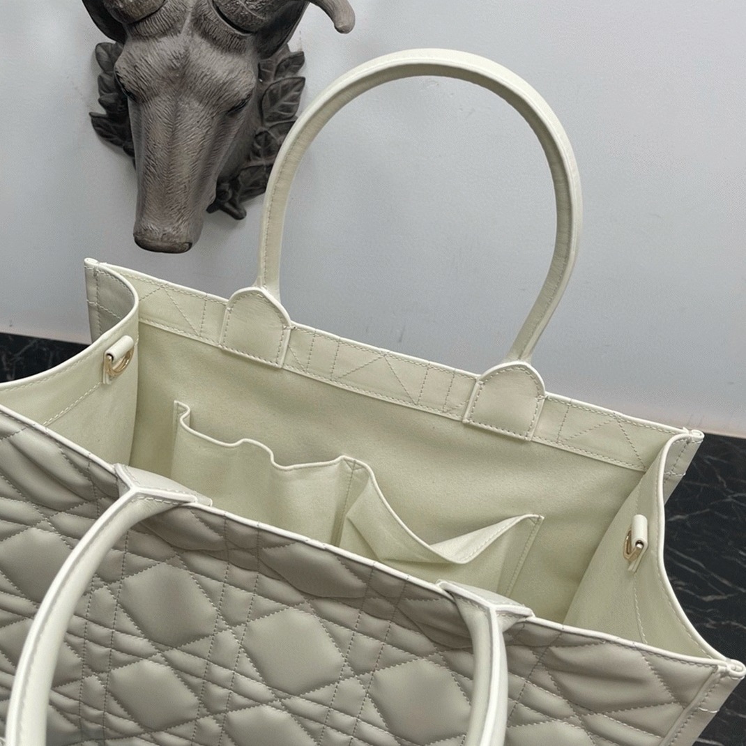 Dior Medium Book Tote Bag Knockoff with Strap in White