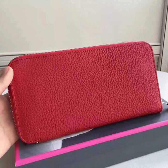 Red Fake Hermes Wallet Azap Zipped