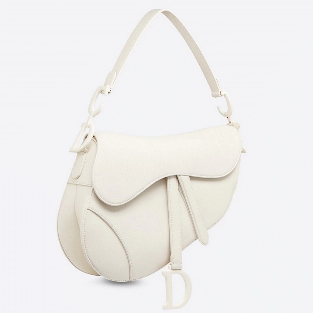 Dior Saddle Bag Fake in White Ultramatte Calfskin