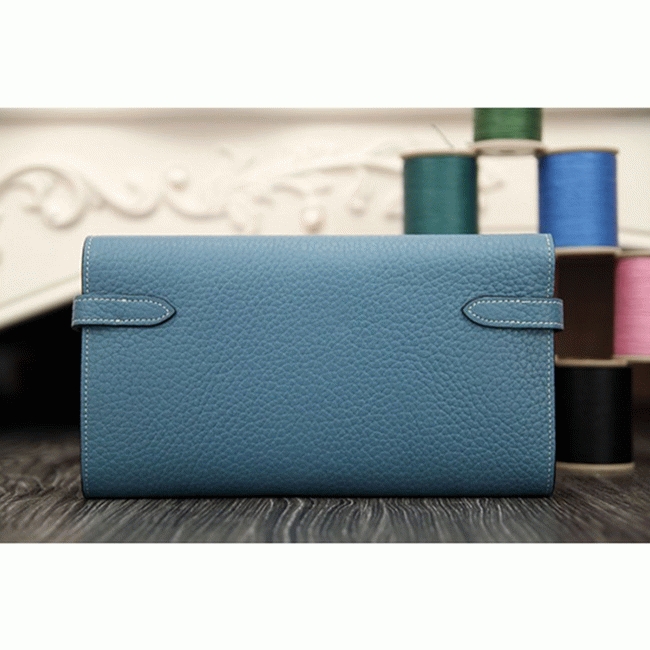 Jean blue knockoff Hermes Kelly Longue wallet