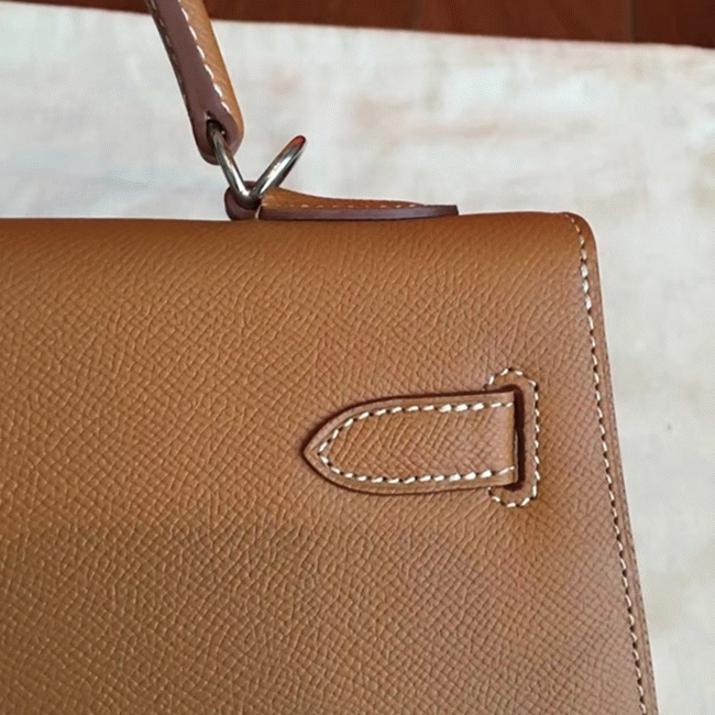 Brown Epsom Knockoff Hermes Kelly 32cm Sellier Classic Purse