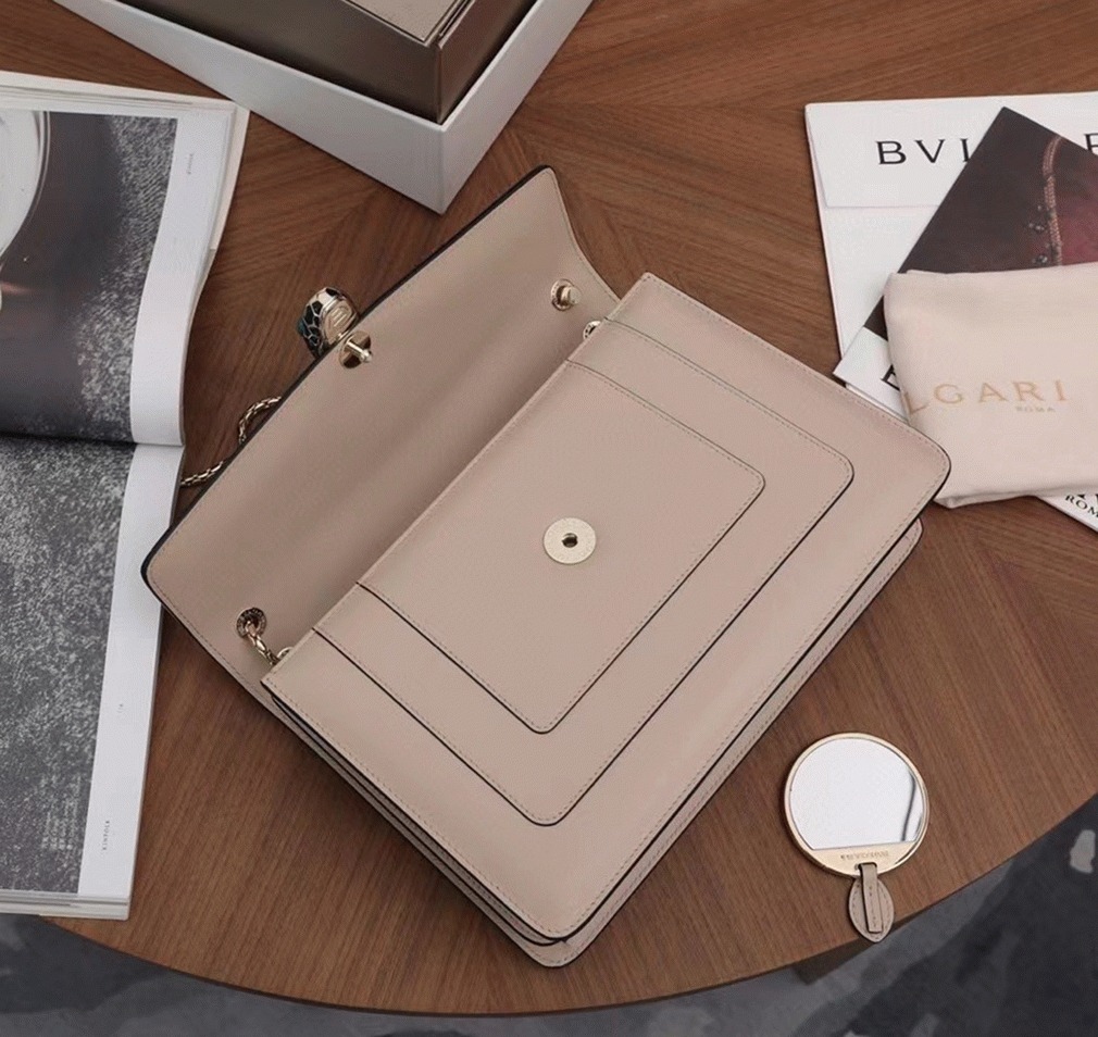 Replica Bvlgari Serpenti Forever Large Shoulder Bag Beige Calfskin