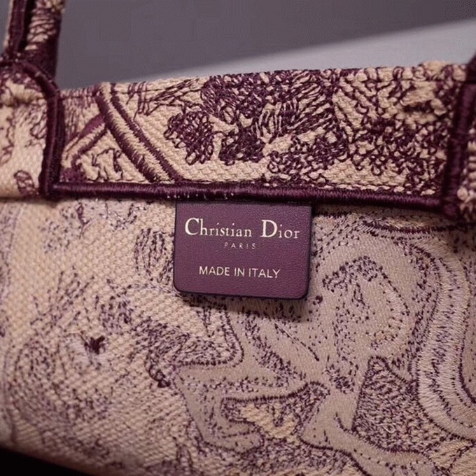 Dior Large Book Tote Bag Fake in Bordeaux Toile de Jouy Embroidery