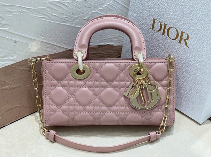 Dior Lady D-Joy Small Bag Fake in Peony Pink