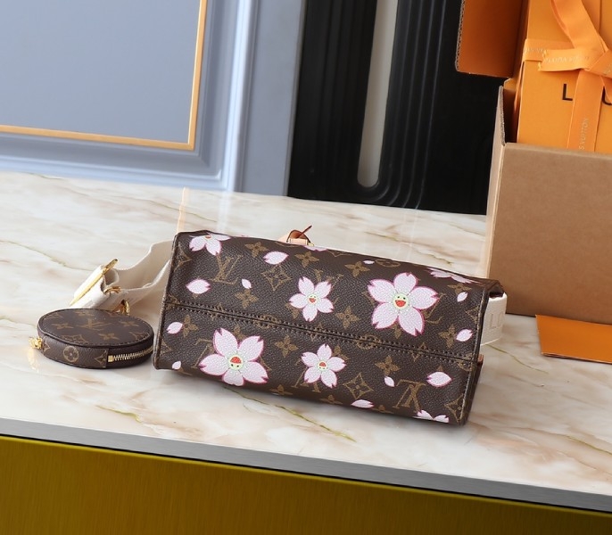 X TM Monogram Canvas Onthego PM With Cherry Blossom
