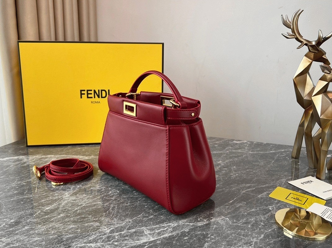 Top Quality Knockoff Fendi Peekaboo Mini Bag In Red Nappa Leather