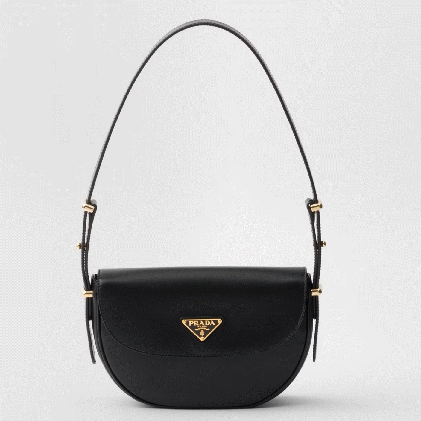 Prada Arque Shoulder Bag with Flap Replica in Black