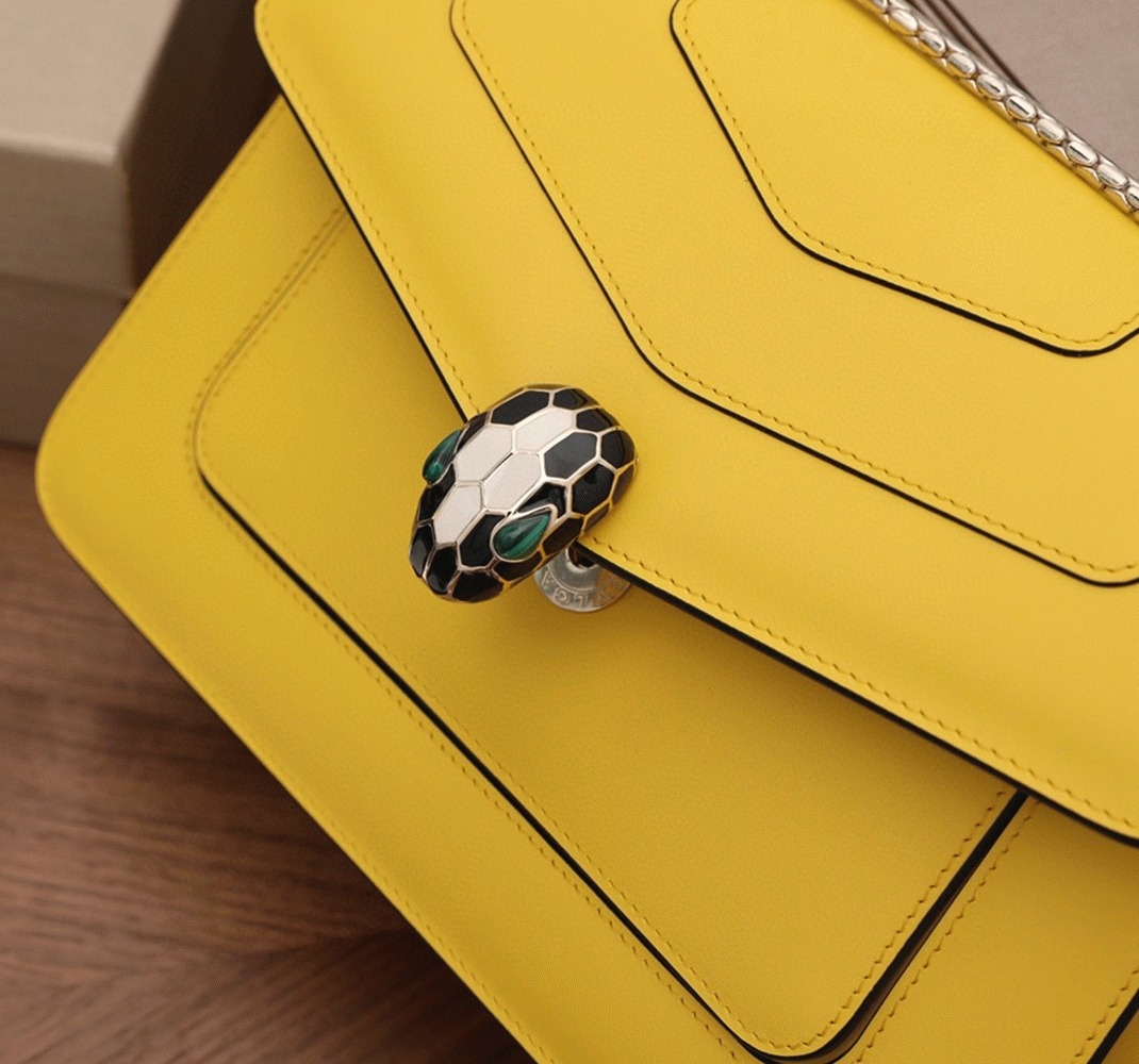 Replica Bvlgari Serpenti Forever Medium Shoulder Bag Yellow Calfskin