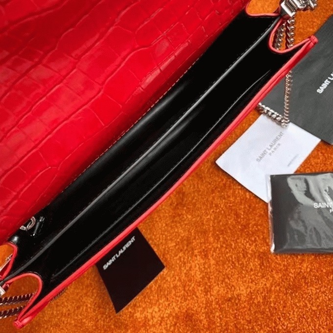 Fake Saint Laurent Cassandra Medium Bag Red Crocodile