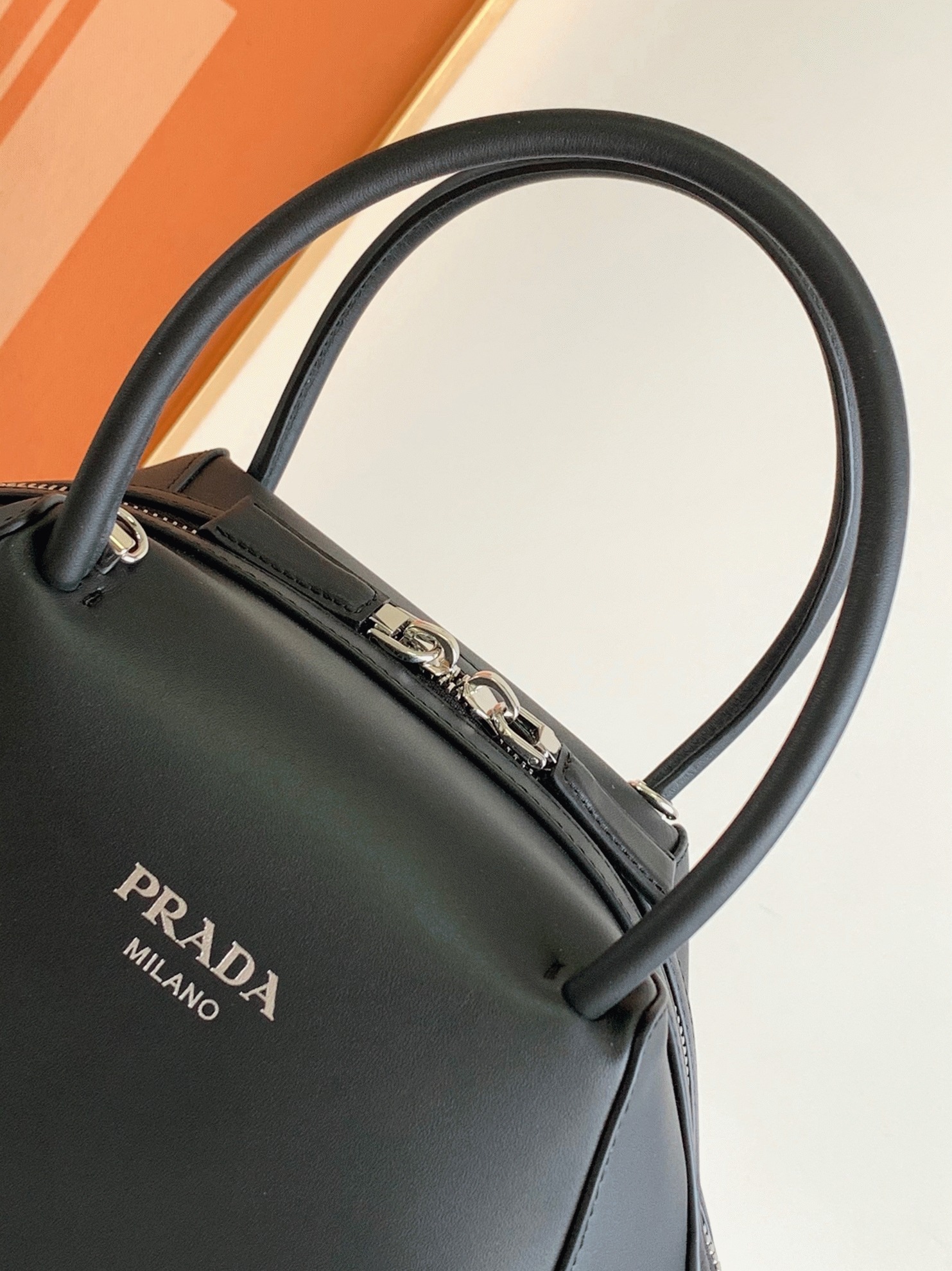 Prada Supernova Small Top Handle Bag Fake in Black