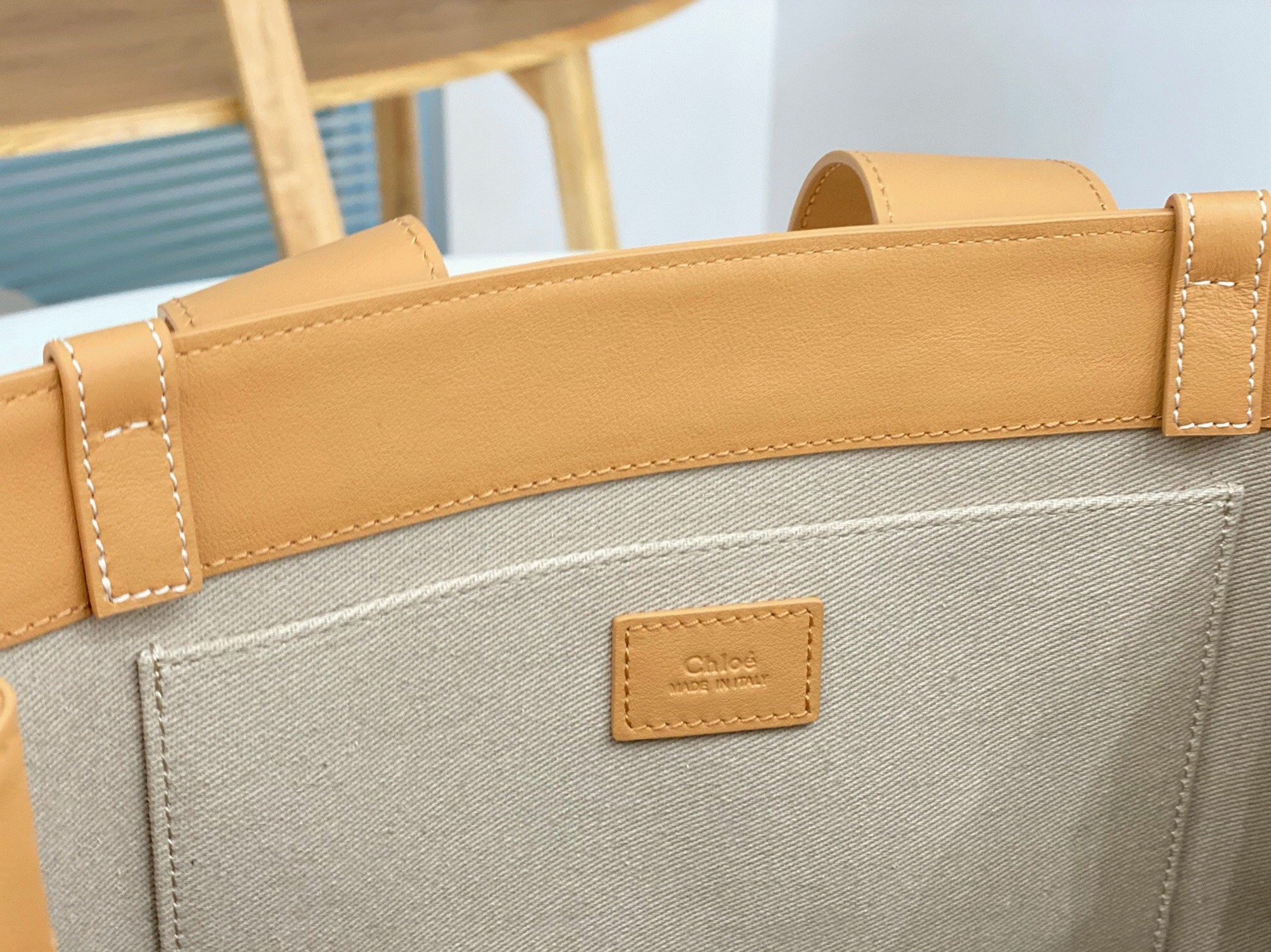 Top Quality Knockoff Chloe Woody Medium Tote Bag In Beige Calfskin