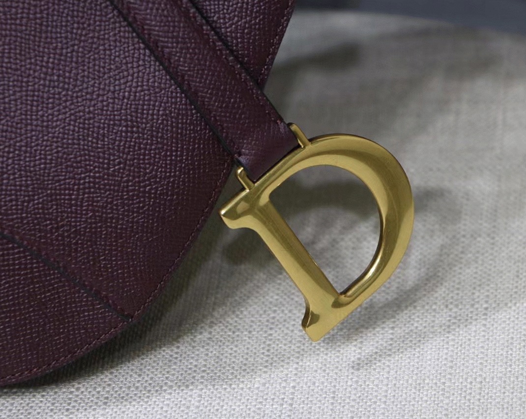 Dior Saddle Bag Knockoff in Amaranth Grained Calfskin