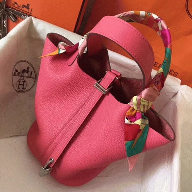 Rose lipstick cheap replica Hermes Picotin Lock 18cm handbag