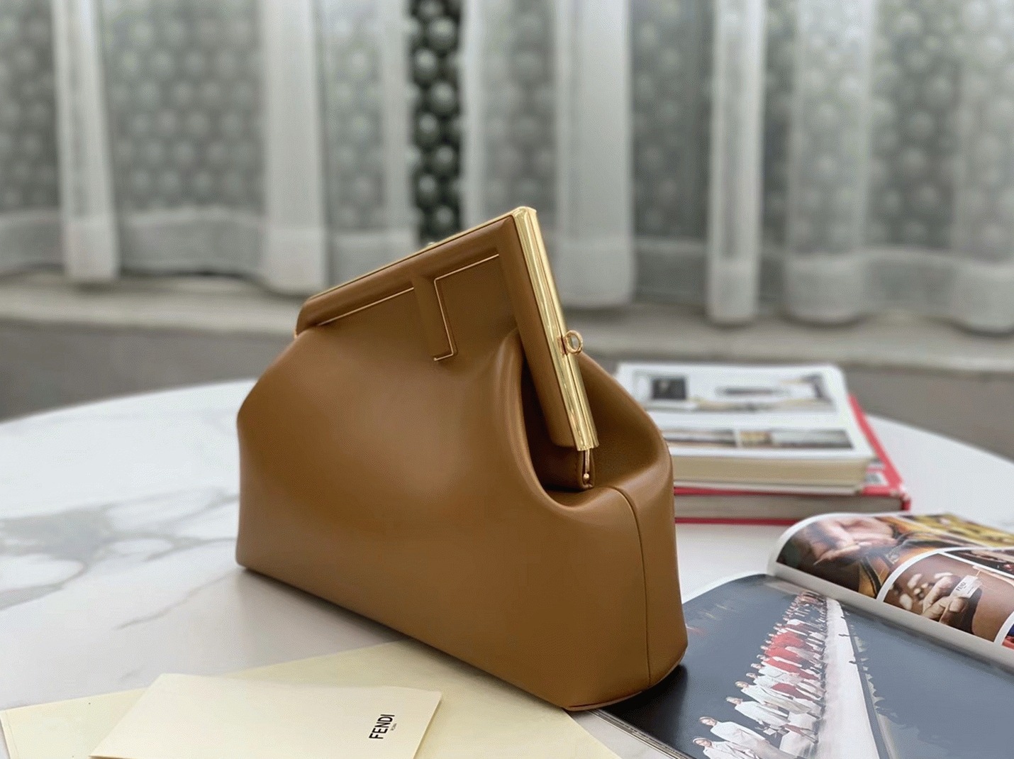 Top Quality Replica Fendi First Medium Bag In Brown Nappa Leather
