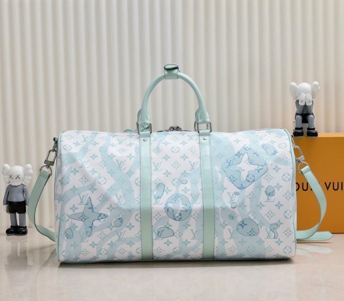LV Keepall Bandouliere 50 In Crystal Blue