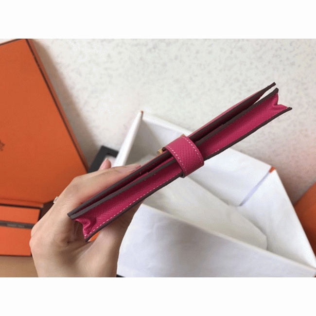 Peach Epsom Copy Luxury Hermes Bearn Wallet