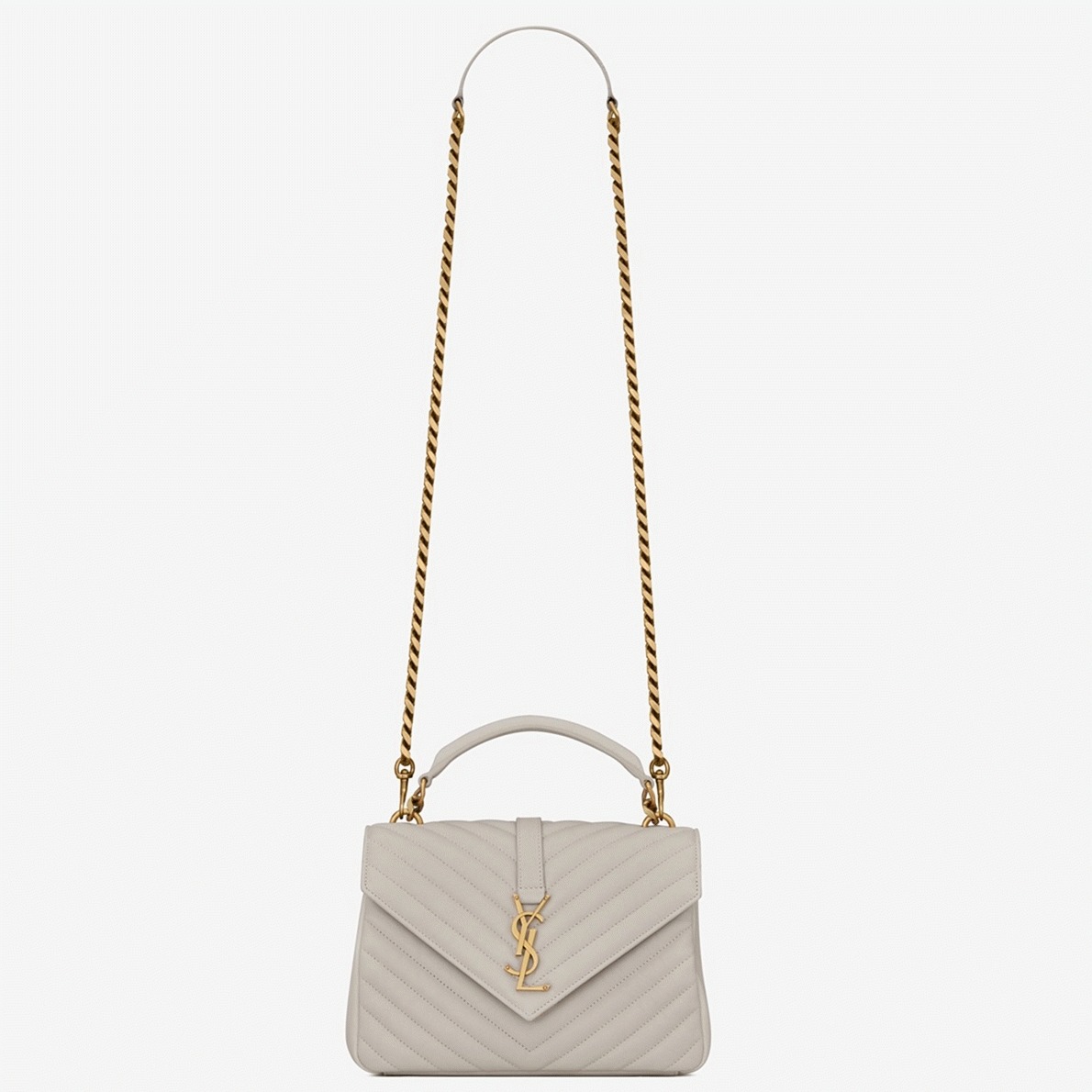 Replica Saint Laurent College Medium Chain Bag White