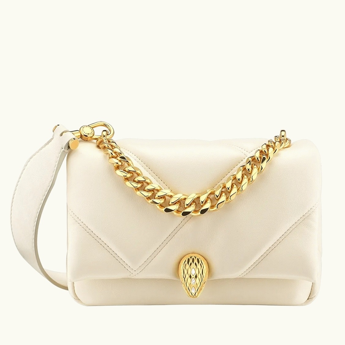 Knockoff Bvlgari Serpenti Cabochon Mini Bag White Calfskin