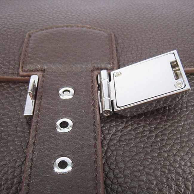 Chocolate Calf Leather Knockoff Hermes Sac A Depeches 38cm Office Bag
