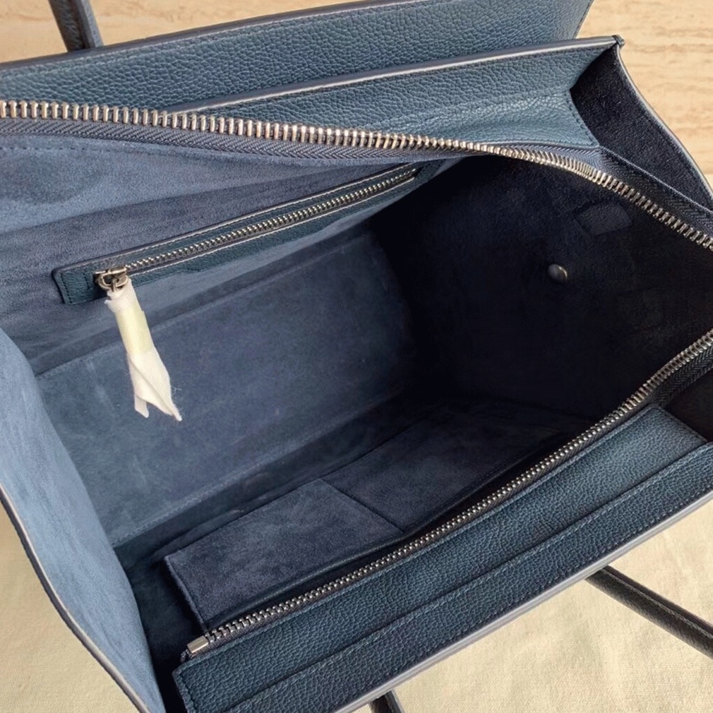 Celine Micro Luggage Tote Bag Imitation in Navy Blue