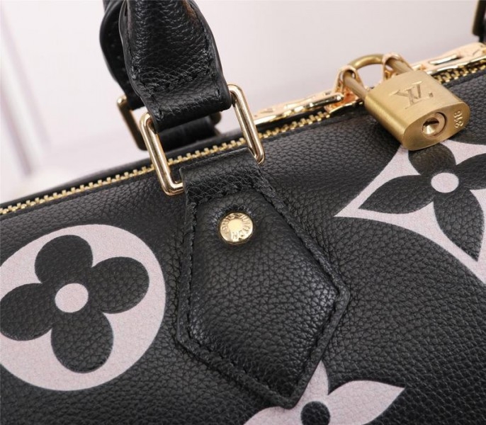 Louis Vuitton Bicolor Monogram Empreinte Leather Speedy Bandouliere 25 Handbag In Black And Lilac