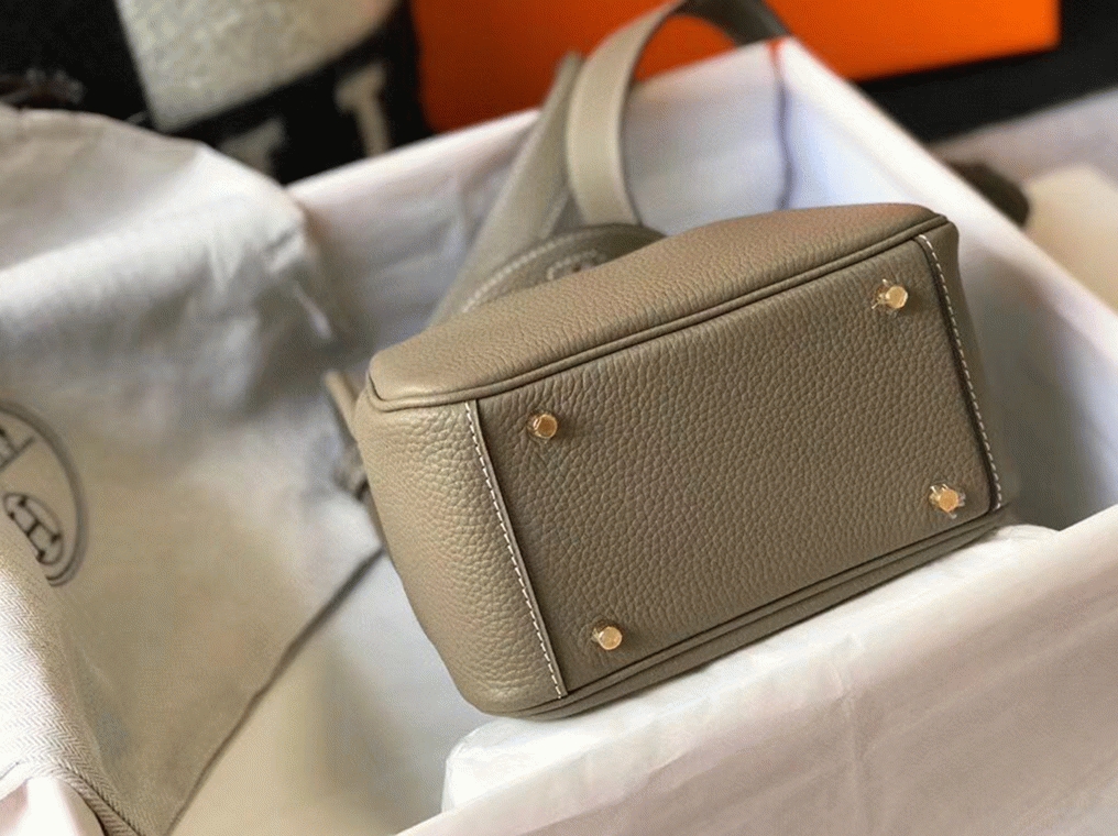 Luxury replica Hermes Lindy Mini handbag in tourterelle shade
