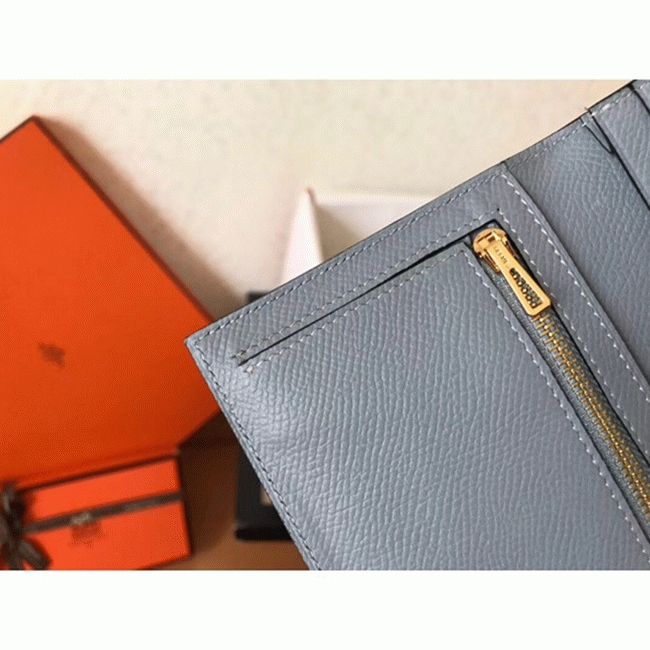 Blue Lin Epsom Fake Hermes Bearn Wallet